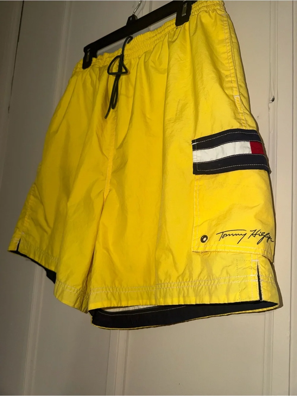 Tommy Hilfiger Bright Yellow Men's Swim Board Shorts with Contrast Details
